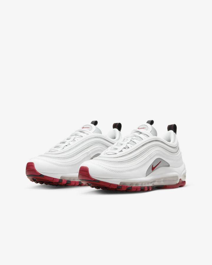Zapatillas Nike Air Max 97 Kids Niña Blancas Gris Rojas | FACZP-5189