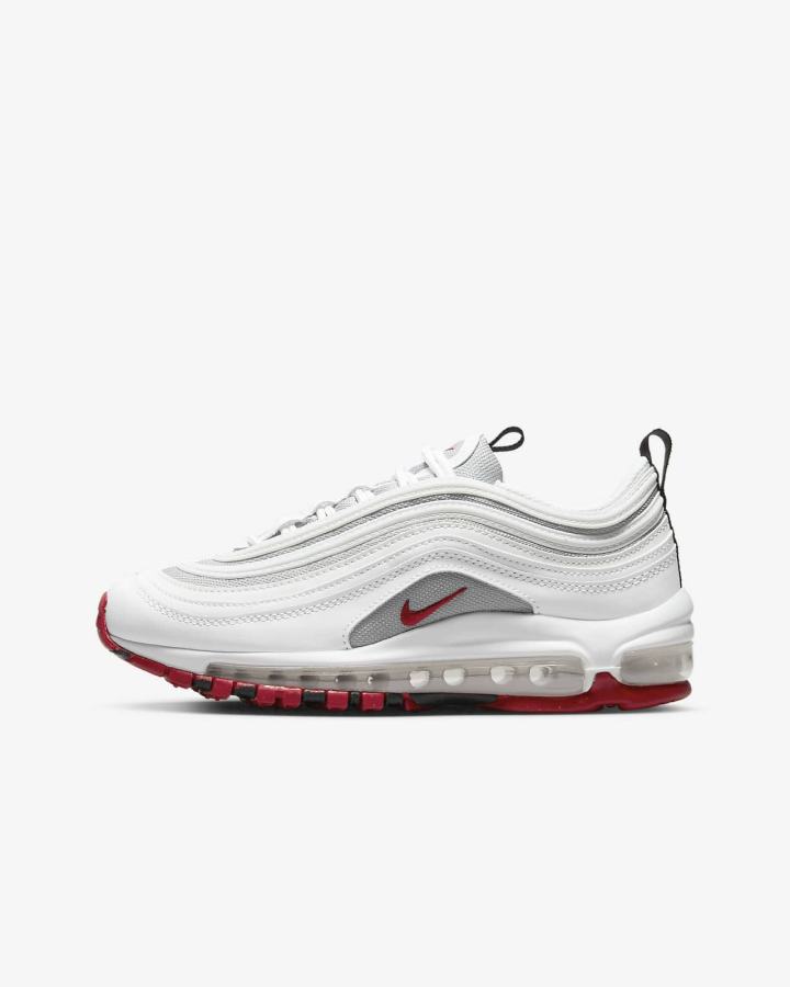 Zapatillas Nike Air Max 97 Kids Niña Blancas Gris Rojas | FACZP-5189