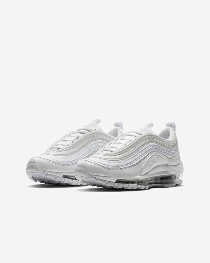 Zapatillas Nike Air Max 97 Kids Niña Blancas Metal Plateadas Blancas | KXSGQ-0982