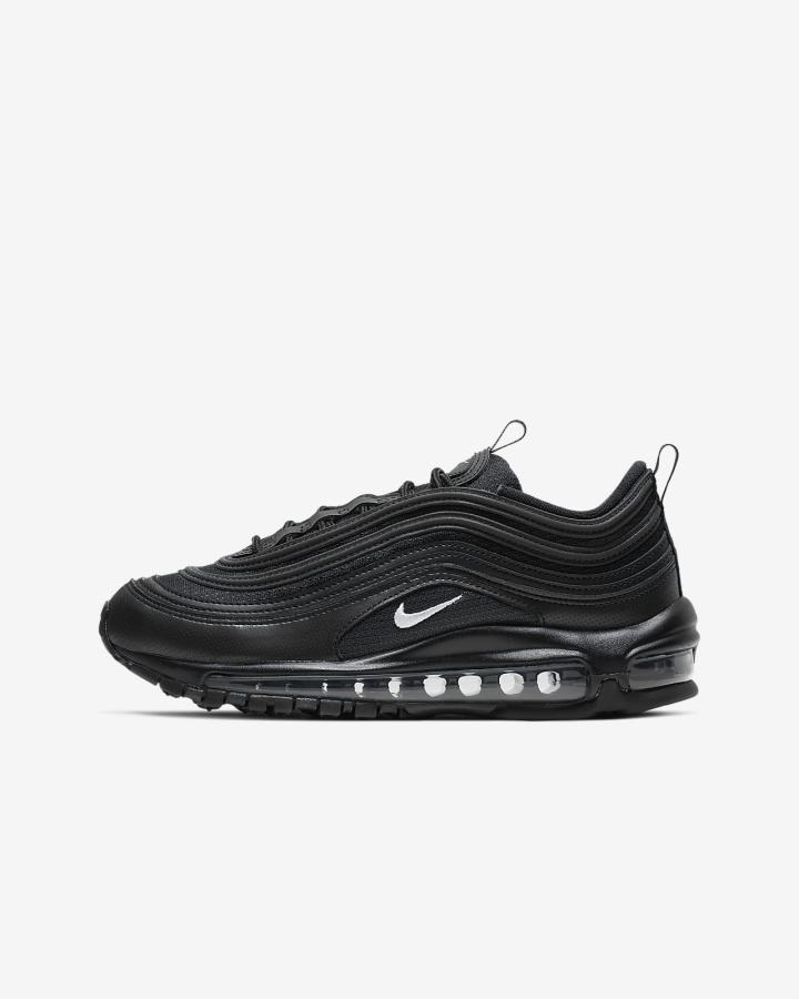 Zapatillas Nike Air Max 97 Kids Niña Negras Gris Oscuro Blancas | QXARS-9127