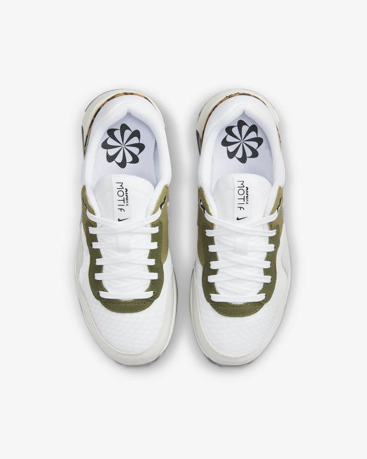 Zapatillas Nike Air Max Motif Next Nature Kids Niña Blancas Verde Negras | BKOGL-1395