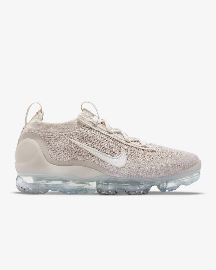 Zapatillas Nike Air VaporMax 2021 Flyknit Mujer Beige Metal Plateadas Blancas | BULZV-3916