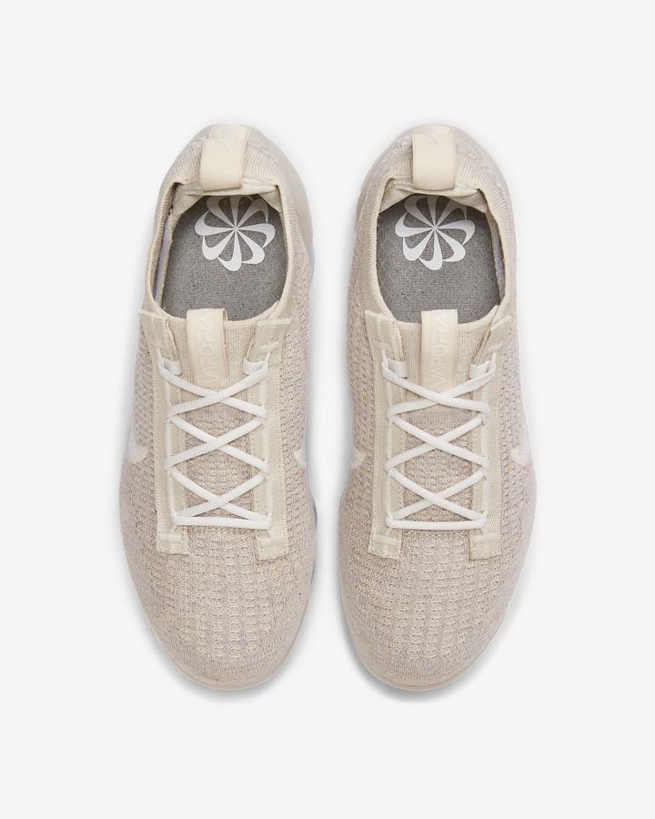 Zapatillas Nike Air VaporMax 2021 Flyknit Mujer Beige Metal Plateadas Blancas | BULZV-3916