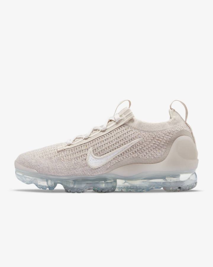 Zapatillas Nike Air VaporMax 2021 Flyknit Mujer Beige Metal Plateadas Blancas | BULZV-3916