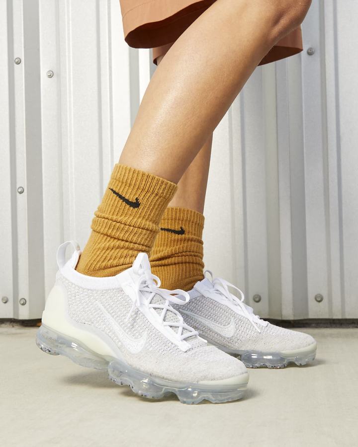 Zapatillas Nike Air VaporMax 2021 Flyknit Mujer Blancas Plateadas Metal Plateadas Blancas | BVFPZ-6170