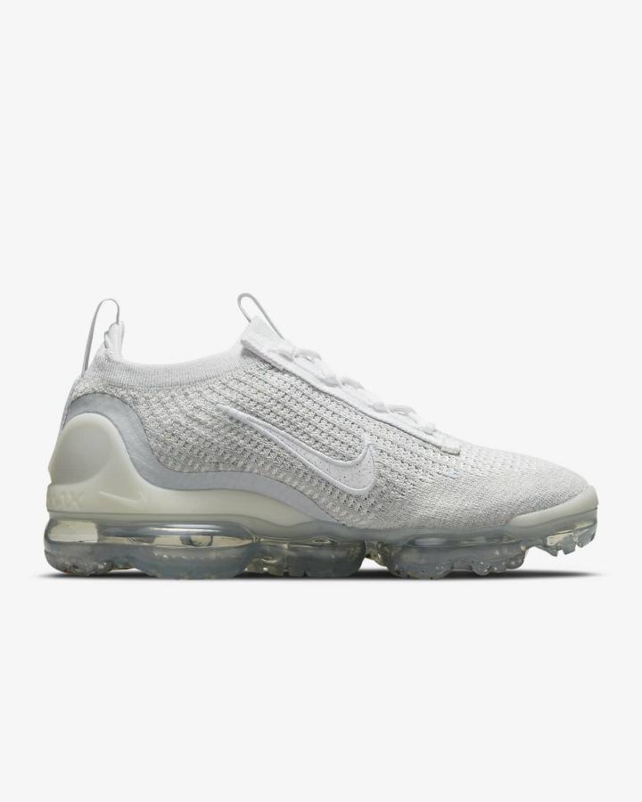 Zapatillas Nike Air VaporMax 2021 Flyknit Mujer Blancas Plateadas Metal Plateadas Blancas | BVFPZ-6170