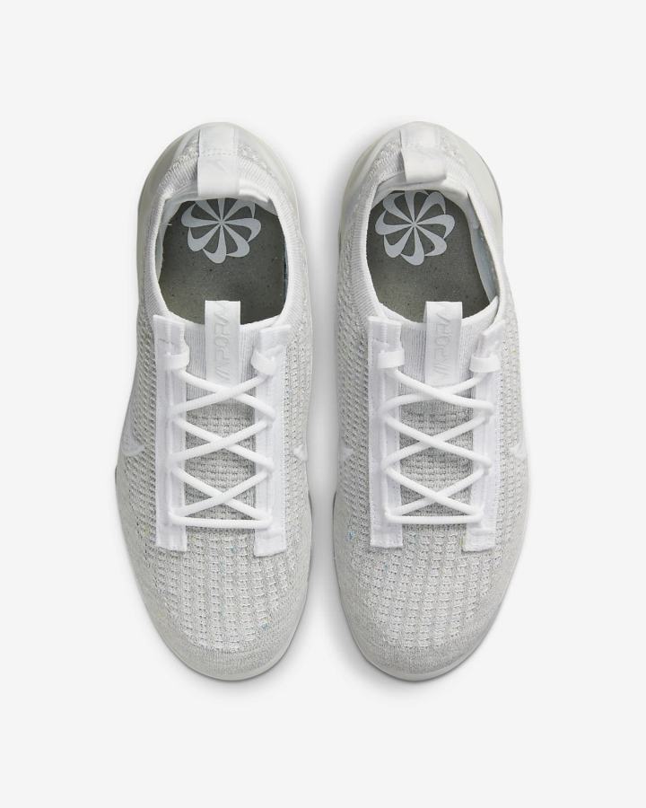 Zapatillas Nike Air VaporMax 2021 Flyknit Mujer Blancas Plateadas Metal Plateadas Blancas | BVFPZ-6170