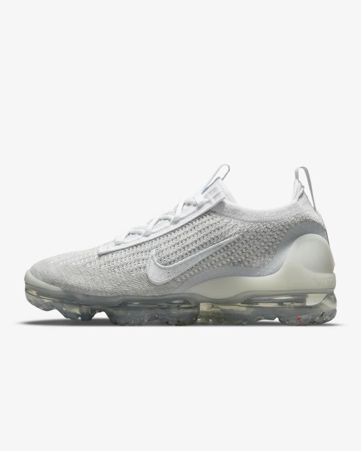 Zapatillas Nike Air VaporMax 2021 Flyknit Mujer Blancas Plateadas Metal Plateadas Blancas | BVFPZ-6170
