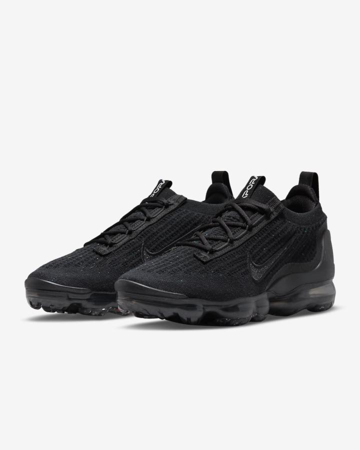 Zapatillas Nike Air VaporMax 2021 Flyknit Mujer Negras Metal Plateadas Negras | DBCLE-5871