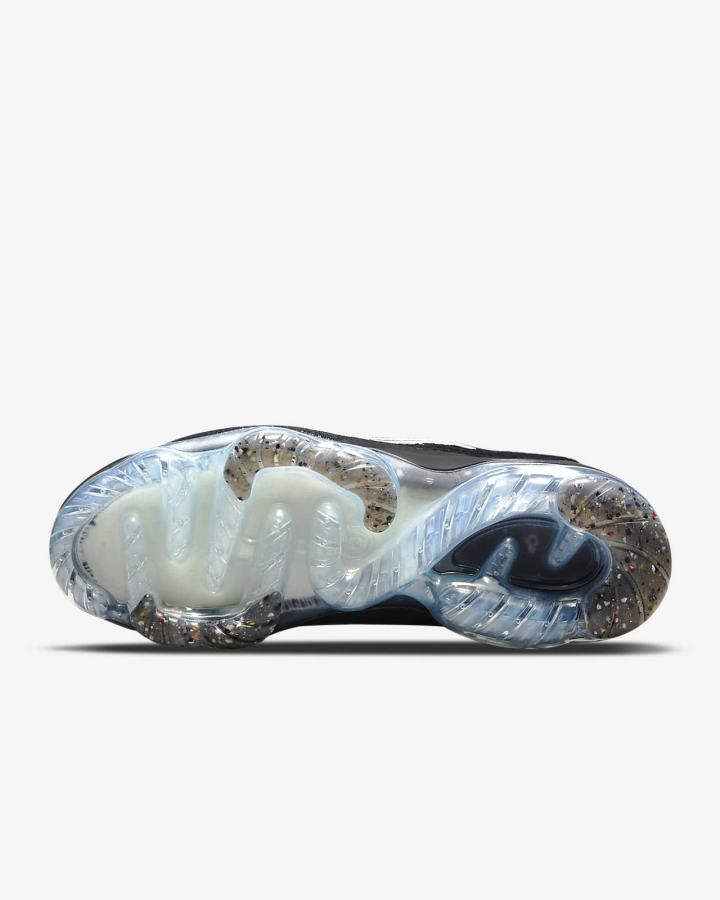 Zapatillas Nike Air VaporMax 2021 Flyknit Mujer Negras Metal Plateadas Blancas | OEQSX-6823