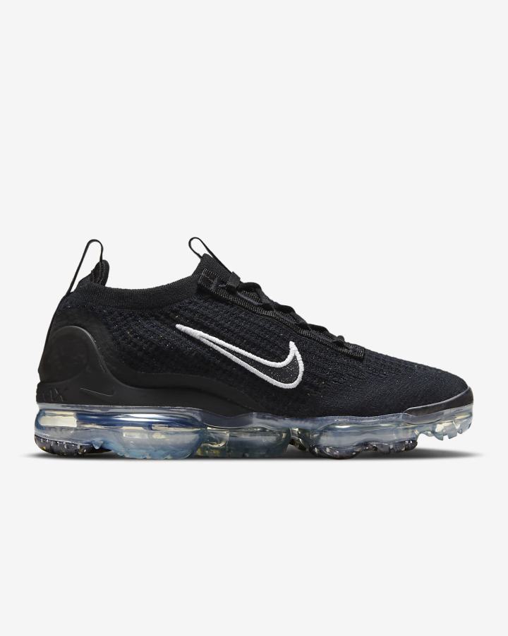 Zapatillas Nike Air VaporMax 2021 Flyknit Mujer Negras Metal Plateadas Blancas | OEQSX-6823