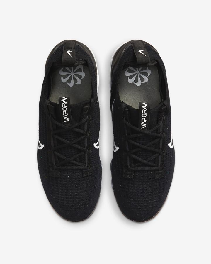 Zapatillas Nike Air VaporMax 2021 Flyknit Mujer Negras Metal Plateadas Blancas | OEQSX-6823