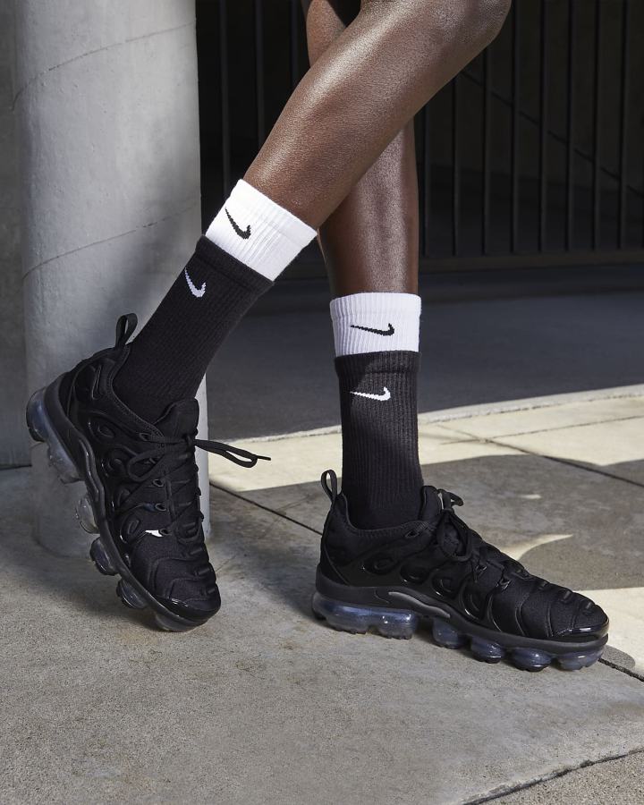 Zapatillas Nike Air VaporMax Plus Mujer Negras Gris Oscuro Negras | KNEFL-2146