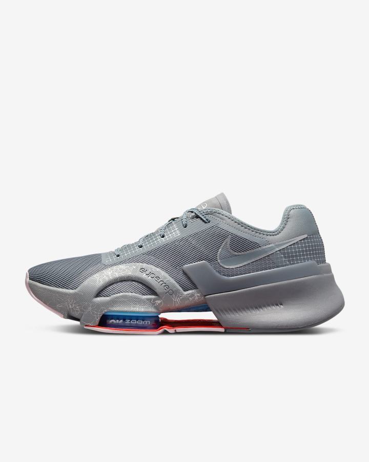 Zapatillas Nike Air Zoom SuperRep 3 HIIT Class Hombre Gris Azules Metal Plateadas | LXTDK-2735