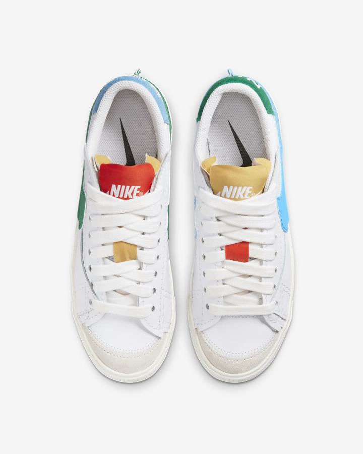 Zapatillas Nike Blazer Low '77 Jumbo Mujer Blancas Azules Doradas | ZEGJX-3981
