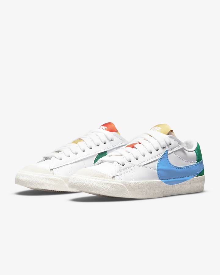 Zapatillas Nike Blazer Low '77 Jumbo Mujer Blancas Azules Doradas | ZEGJX-3981