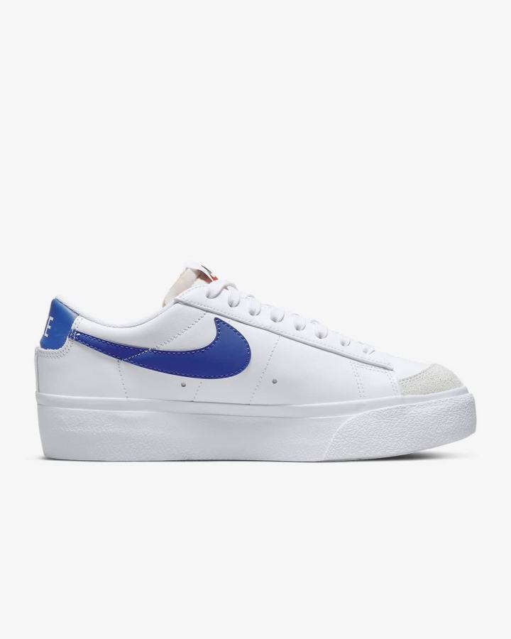 Zapatillas Nike Blazer Low Platform Mujer Blancas Naranjas Azul Real | MIHUJ-5830