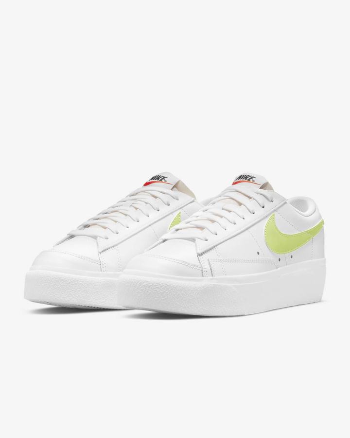 Zapatillas Nike Blazer Low Platform Mujer Blancas Negras Limón Claro | ODZPK-5724