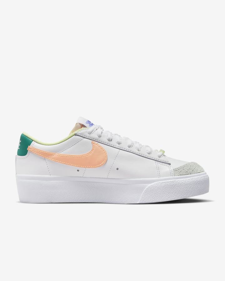 Zapatillas Nike Blazer Low Platform Mujer Blancas Verde Claro Coral Creme | TREUW-7142