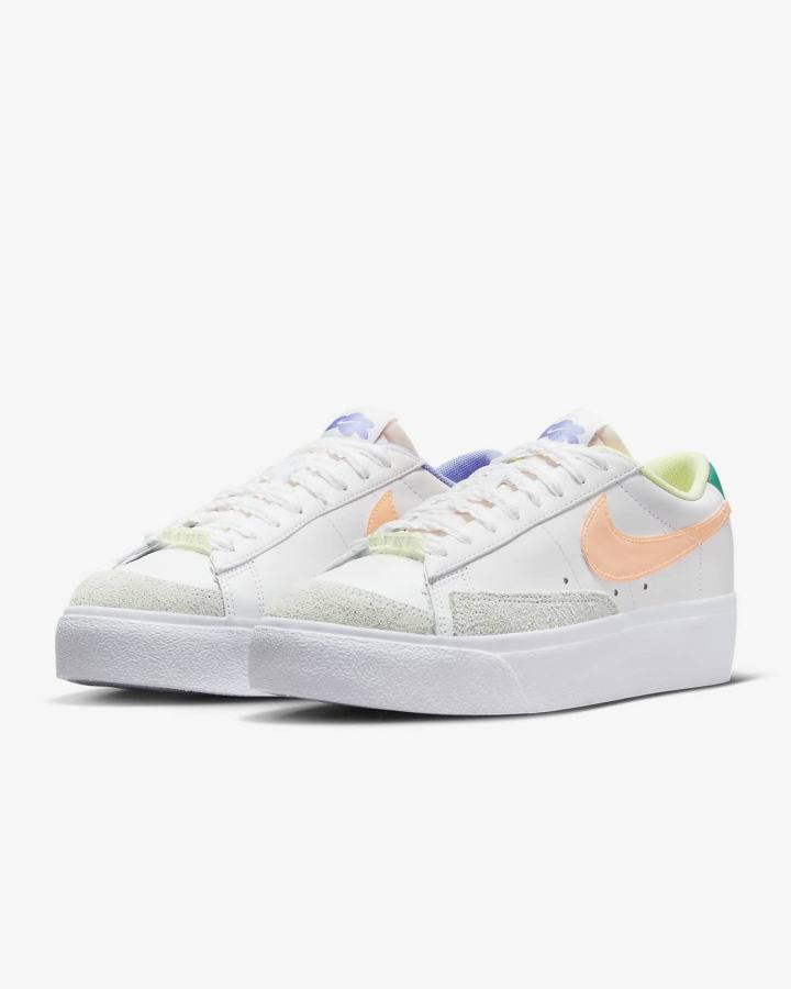 Zapatillas Nike Blazer Low Platform Mujer Blancas Verde Claro Coral Creme | TREUW-7142