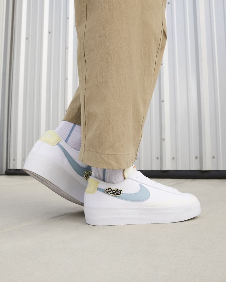 Zapatillas Nike Blazer Low Platform Next Nature Mujer Blancas Rosas Blancas Azules | LOEGM-7309