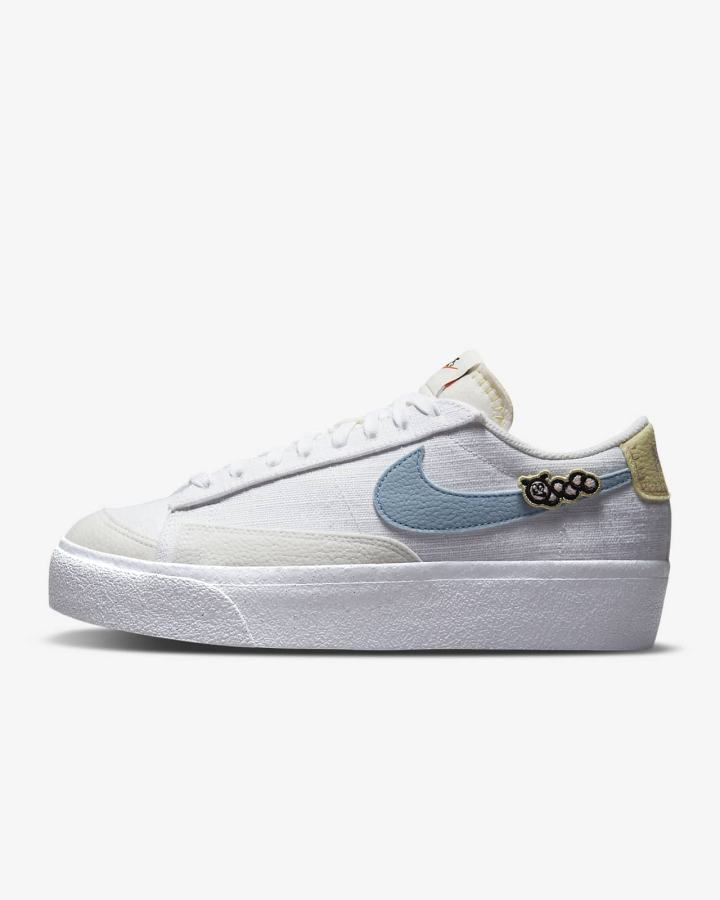 Zapatillas Nike Blazer Low Platform Next Nature Mujer Blancas Rosas Blancas Azules | LOEGM-7309