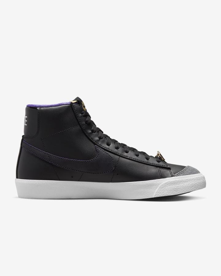 Zapatillas Nike Blazer Mid '77 EMB Hombre Negras Gris Blancas Moradas | UEDJY-8796