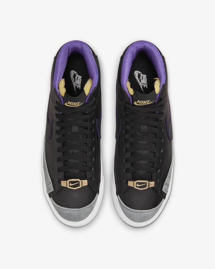 Zapatillas Nike Blazer Mid '77 EMB Hombre Negras Gris Blancas Moradas | UEDJY-8796