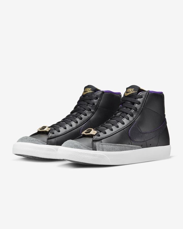Zapatillas Nike Blazer Mid '77 EMB Hombre Negras Gris Blancas Moradas | UEDJY-8796
