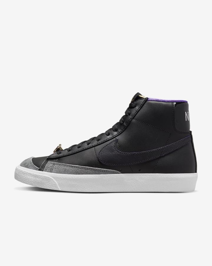 Zapatillas Nike Blazer Mid '77 EMB Hombre Negras Gris Blancas Moradas | UEDJY-8796