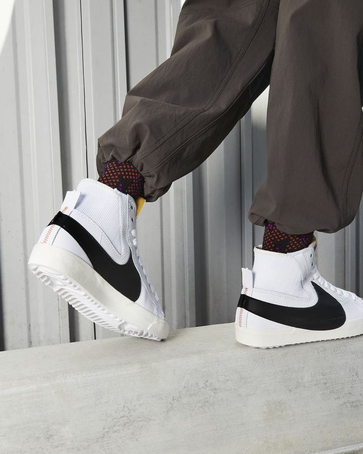 Zapatillas Nike Blazer Mid '77 Jumbo Hombre Blancas Negras | GVMEC-4162