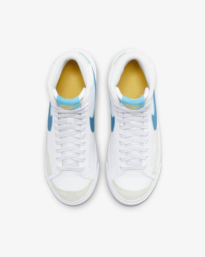 Zapatillas Nike Blazer Mid '77 Kids Niña Blancas Amarillo Beige Claro Azules | JYCDM-1529