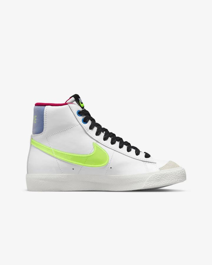 Zapatillas Nike Blazer Mid '77 Kids Niña Blancas Azul Real | RMAHT-1249