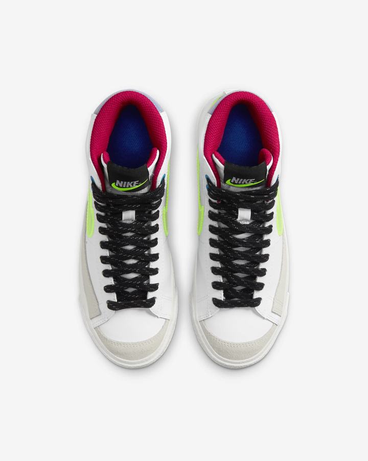 Zapatillas Nike Blazer Mid '77 Kids Niña Blancas Azul Real | RMAHT-1249