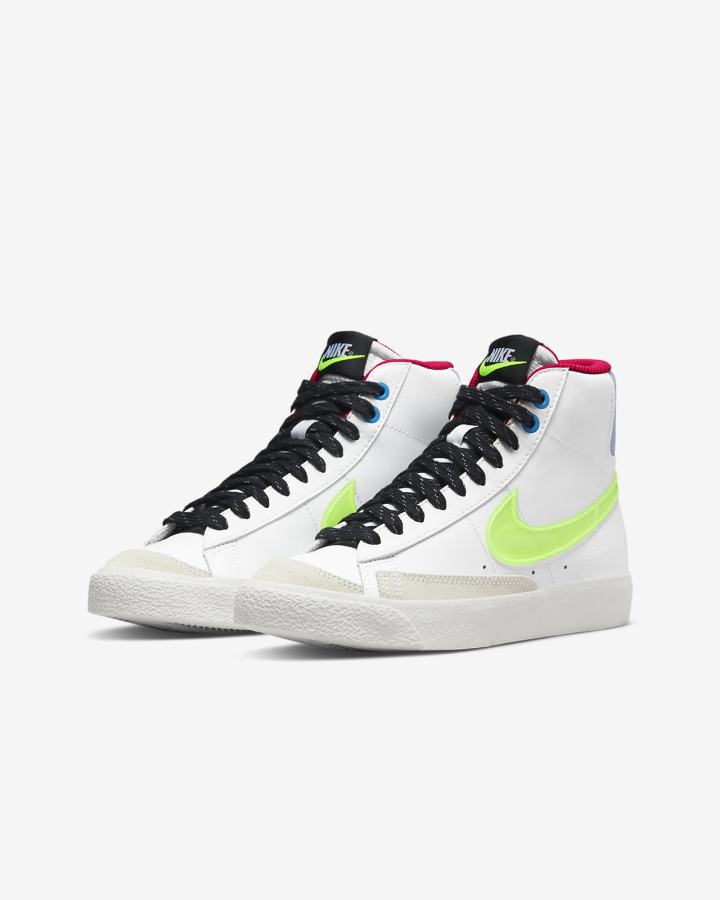Zapatillas Nike Blazer Mid '77 Kids Niña Blancas Azul Real | RMAHT-1249