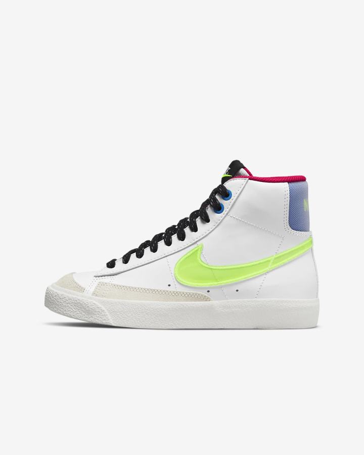 Zapatillas Nike Blazer Mid '77 Kids Niña Blancas Azul Real | RMAHT-1249