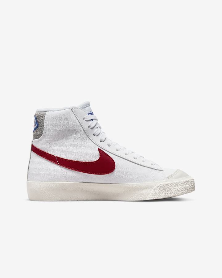 Zapatillas Nike Blazer Mid '77 Kids Niño Blancas Gris Claro Rojas | KSOQC-6705