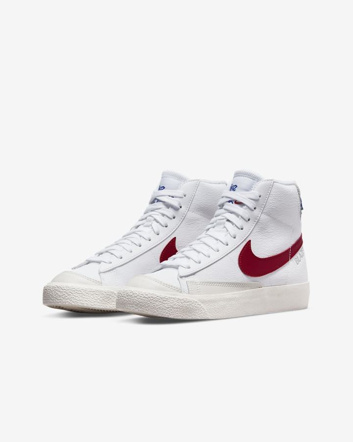 Zapatillas Nike Blazer Mid '77 Kids Niño Blancas Gris Claro Rojas | KSOQC-6705