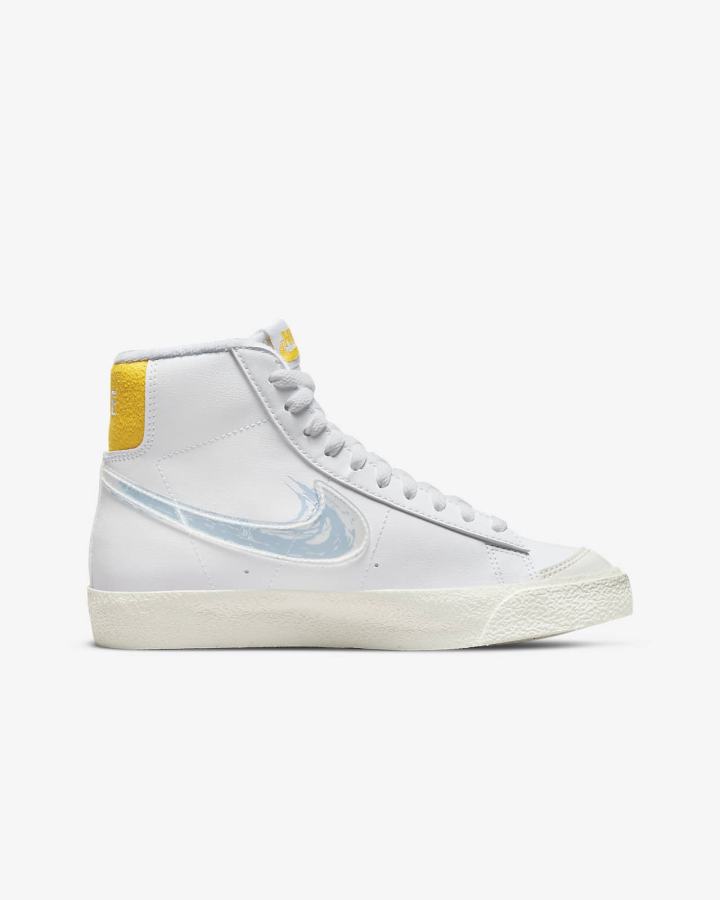 Zapatillas Nike Blazer Mid '77 Kids Niño Blancas Azul Real | LGYEB-1034