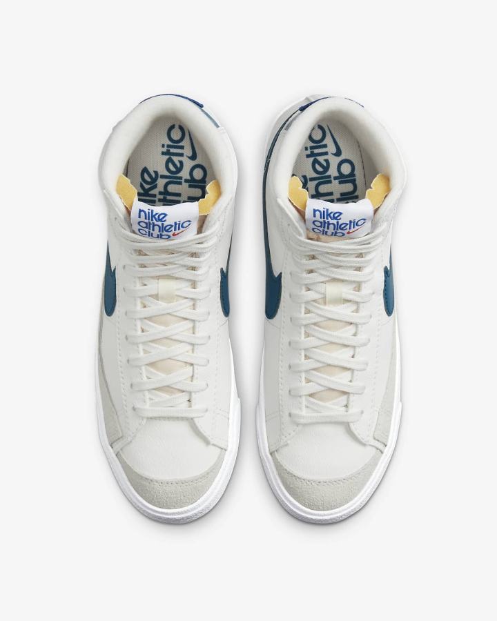 Zapatillas Nike Blazer Mid '77 Mujer Blancas Azul Real | BIXDH-1604