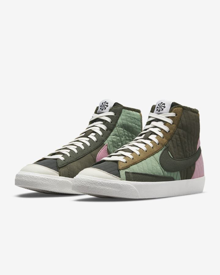 Zapatillas Nike Blazer Mid '77 Premium Hombre Verde Oliva Marrones | HGIXU-7189