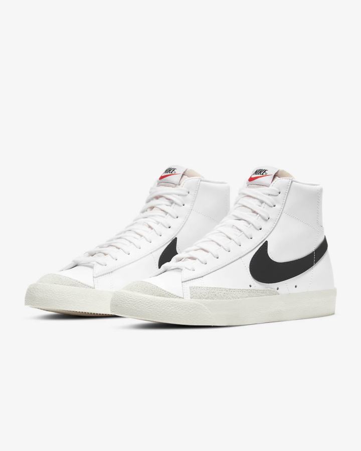 Zapatillas Nike Blazer Mid '77 Vintage Hombre Blancas Negras | FOULJ-1528