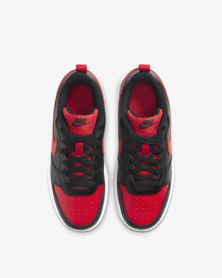 Zapatillas Nike Court Borough Low 2 Kids Niña Negras Blancas Rojas | RBIFW-6185