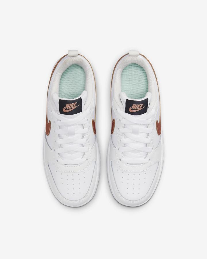 Zapatillas Nike Court Borough Low 2 Kids Niña Blancas Gris Oscuro Metal Rojas Marrones | VKADI-7430