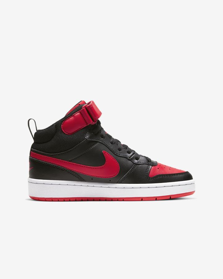 Zapatillas Nike Court Borough Mid 2 Kids Niña Negras Blancas Rojas | CLDAI-1083