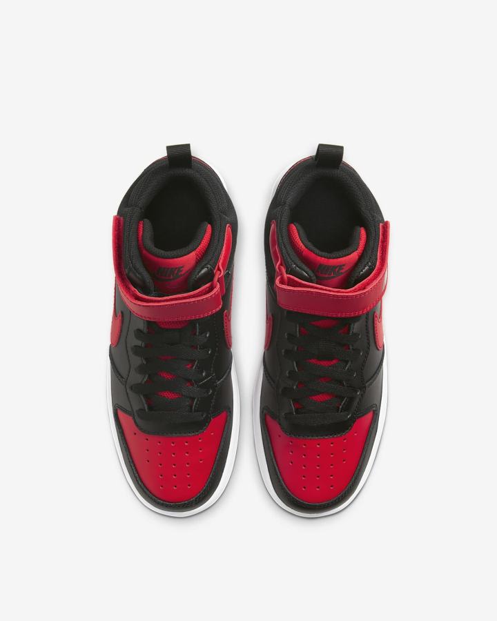 Zapatillas Nike Court Borough Mid 2 Kids Niña Negras Blancas Rojas | CLDAI-1083