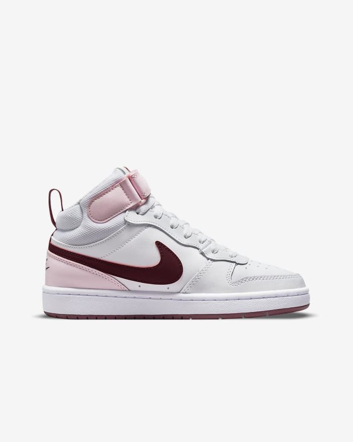 Zapatillas Nike Court Borough Mid 2 Kids Niño Blancas Rosas Verde Menta | NZOXD-4062