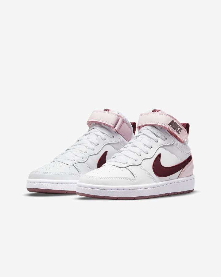 Zapatillas Nike Court Borough Mid 2 Kids Niño Blancas Rosas Verde Menta | NZOXD-4062