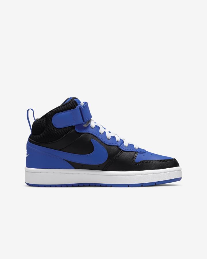 Zapatillas Nike Court Borough Mid 2 Kids Niña Negras Azul Real Blancas | PMGWB-1798