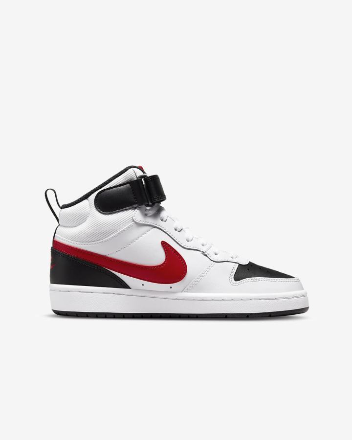 Zapatillas Nike Court Borough Mid 2 Kids Niña Blancas Negras Rojas | QESKA-7198
